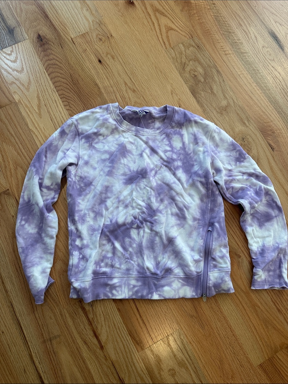 JoyLab Lavender and White Tie-Dye Crewneck Sweater